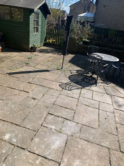 The same garden swept clean and back in use as a seating area
